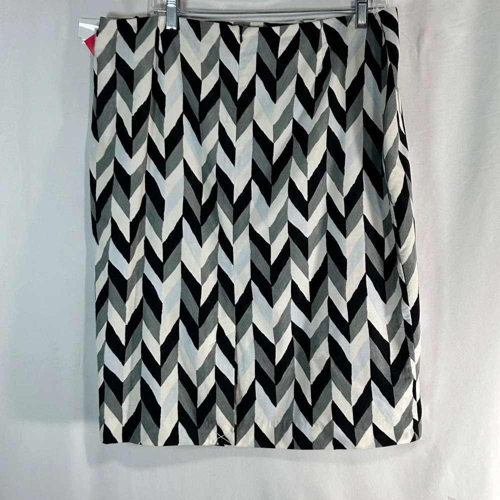 Isaac Mizrahi for Target Chevron Corduroy Pencil Skirt Black Grey White‎ NWT